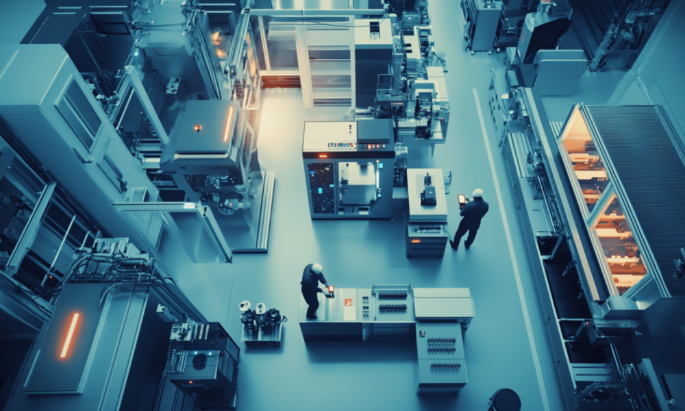 alex mc9997 An overhead view of a high tech production line w d6ac035a 60c9 42ec a4da 58a81ec312c4 1