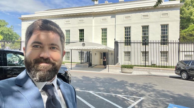 Kevin-Deneen-poses-outside-the-Eishenhower-building-before-a-forum-on-artificial-intelligence-with-V.jpeg