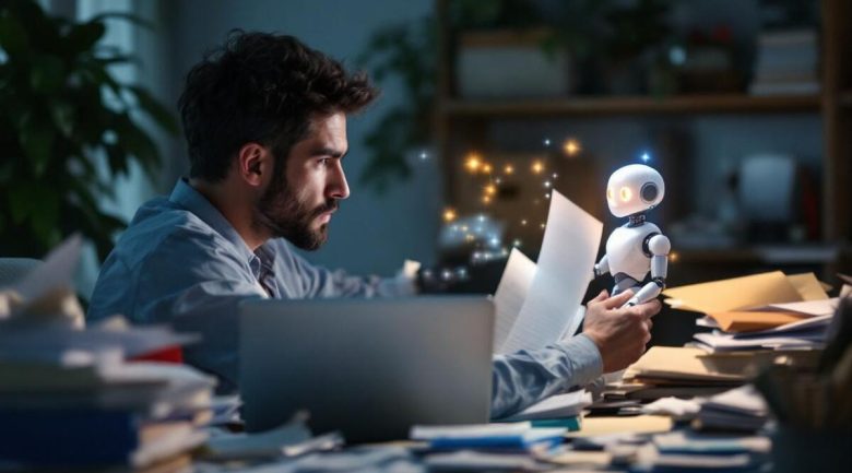 compatible_anxious-australian-person-surrounded-by-paperwork-with-robot-assistant-hologram-at-home-o.jpeg